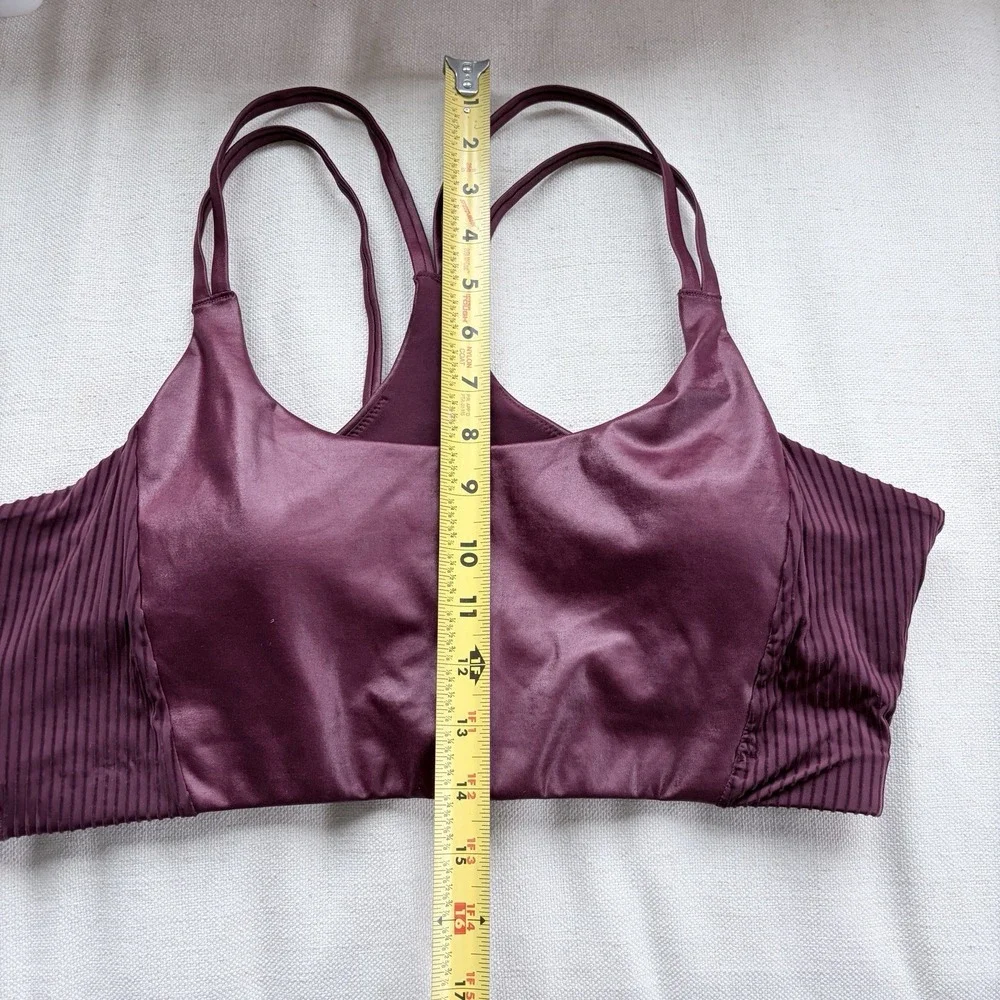 FABLETICS Principal Low Impact Bra‎ Size XL Faux Leather Merlot Strappy Cute Gym